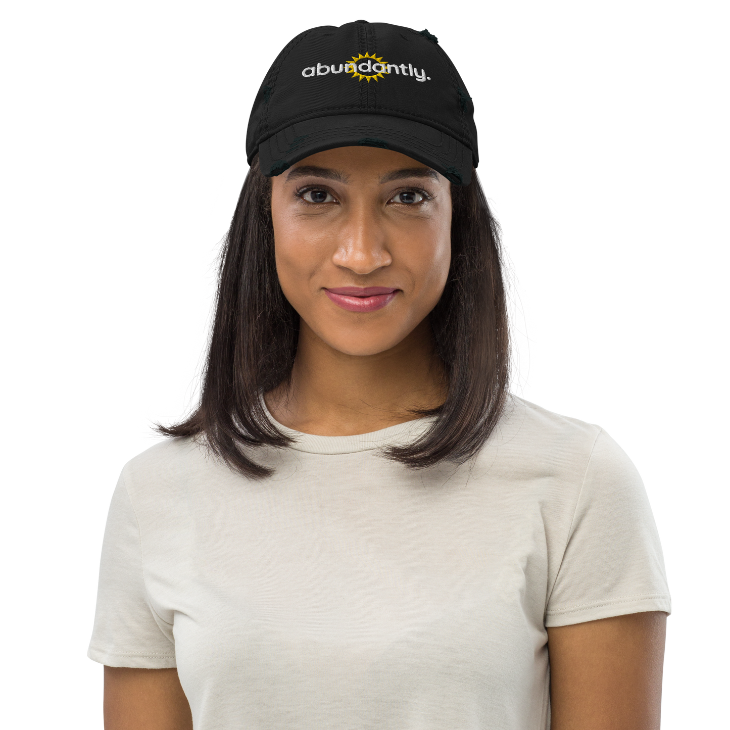 (Black) Creating Abundantly_sunburst - Distressed Dad Hat