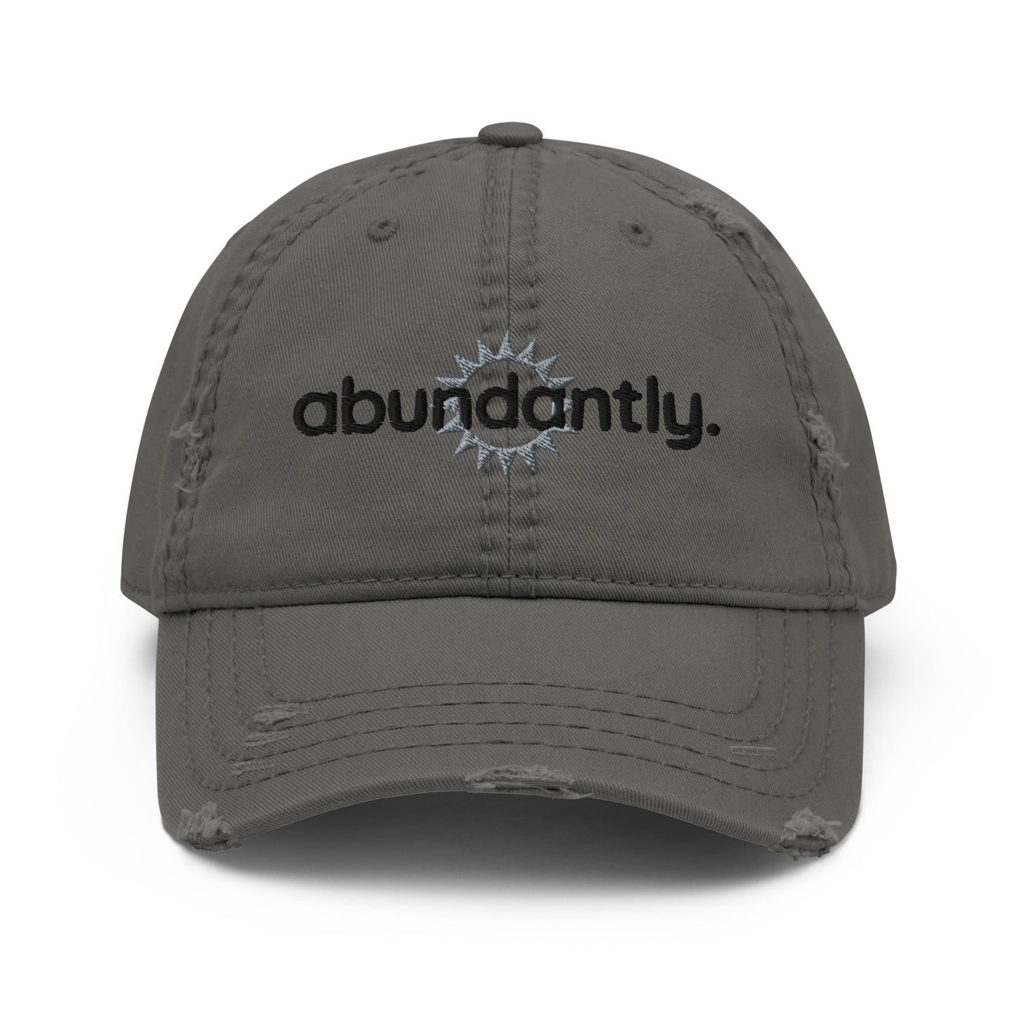 (Grey) Creating Abundantly_sunburst - Distressed Dad Hat