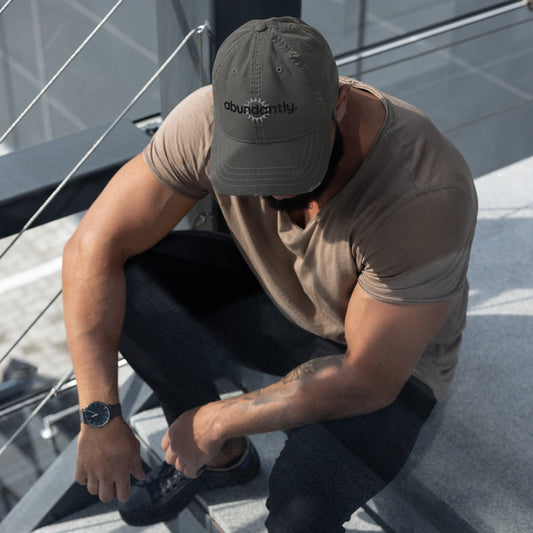 (Grey) Creating Abundantly_sunburst - Distressed Dad Hat